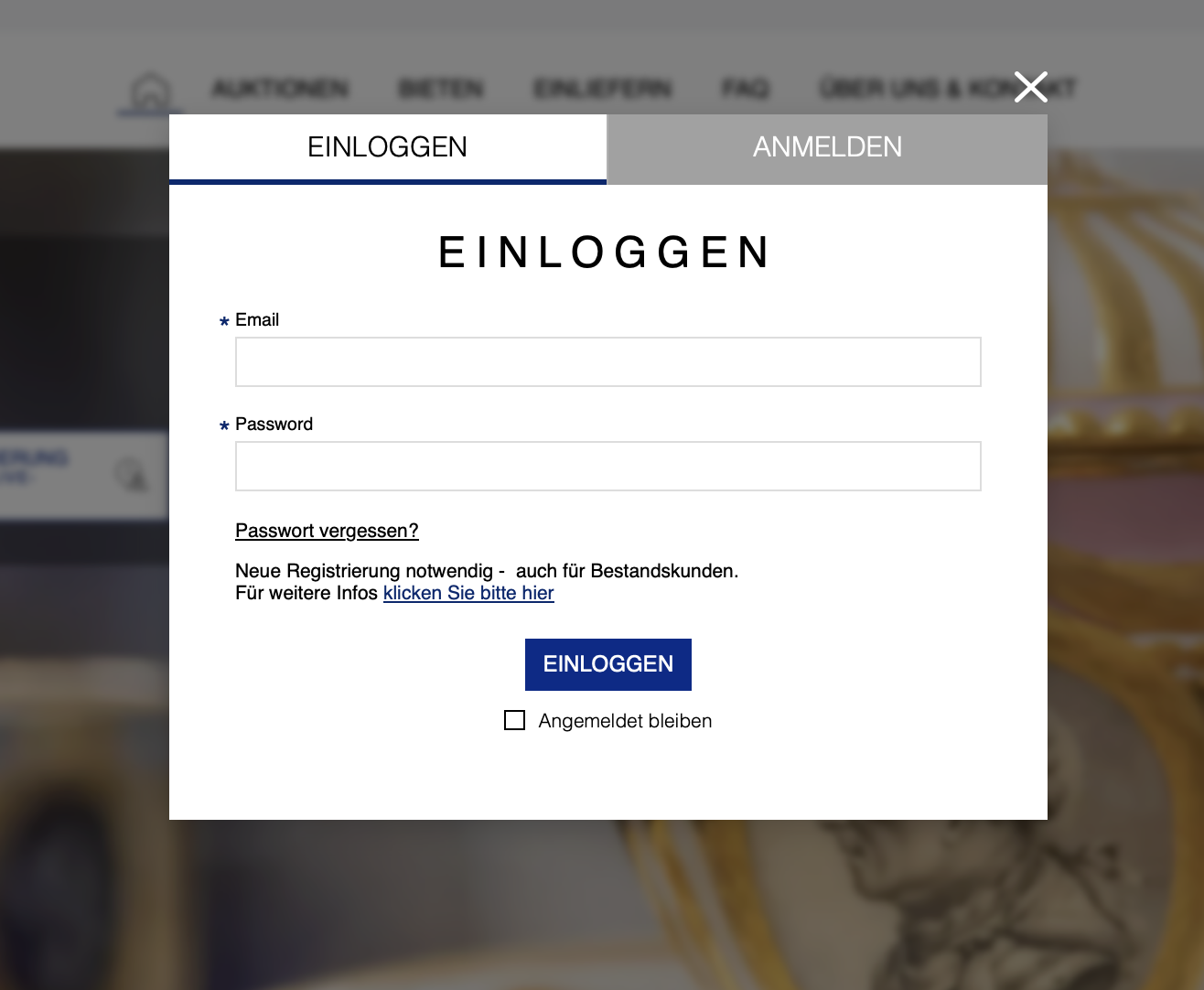 Neuregistrierung und Gebotsabgabe